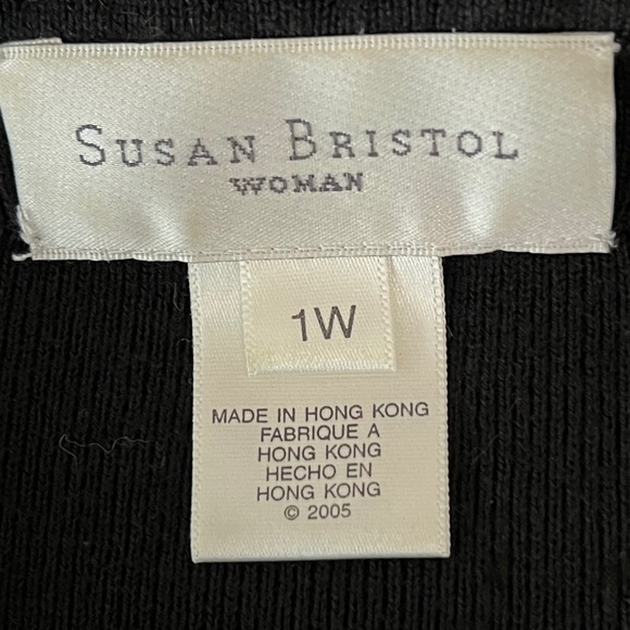 VINTAGE SUSAN BRISTOL Black V Neck Pullover Sweater Embellished Neckline Sz 1X - Picture 7 of 9